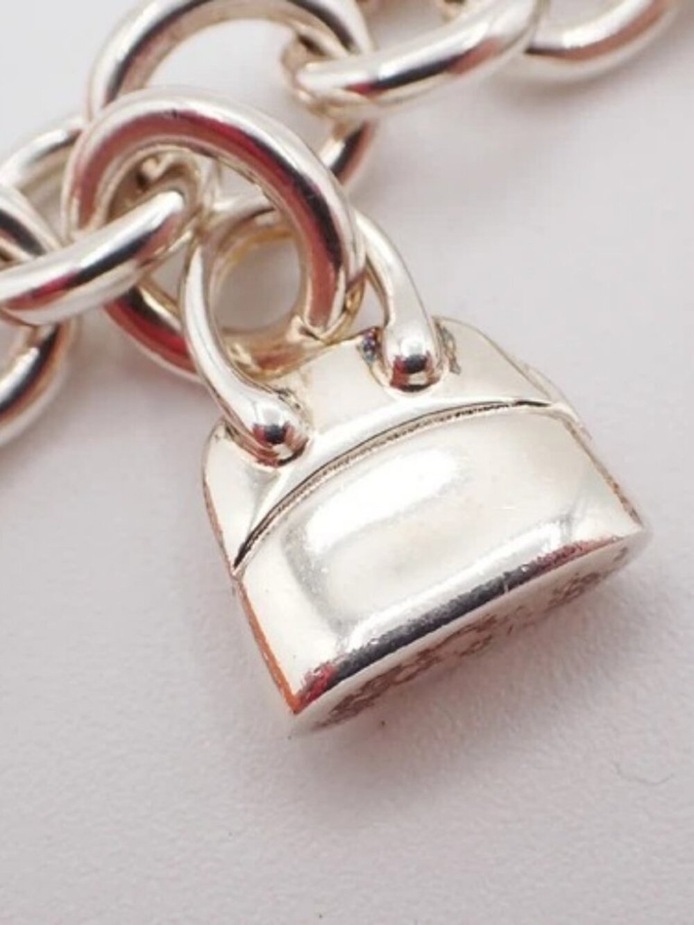 HERMES Logo Amulet 5 Charm Chain Bracelet Bangle Silver 925 France 649LC636 - Picture 5 of 16